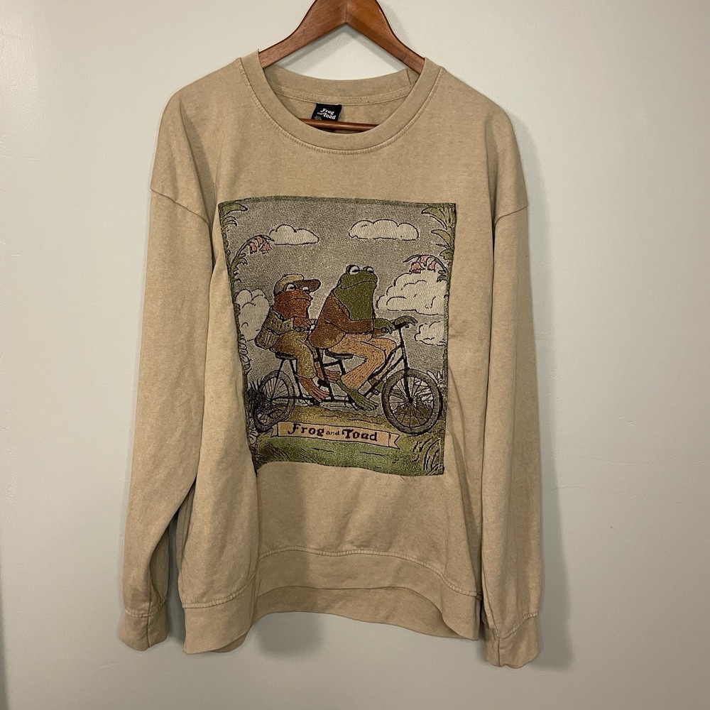 Frog and Toad Sweatshirt Crew Neck Tapestry Long‎ Sleeve Large